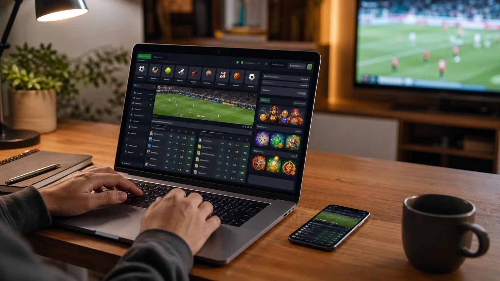 Plataforma clubworld em notebook e celular com apostas esportivas e cassino online
